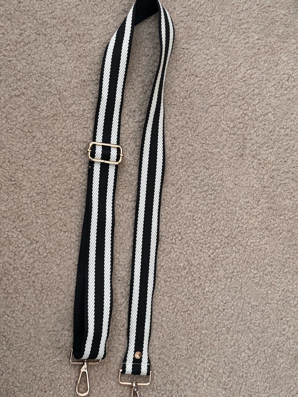Pom Pom London Adjustable Black and White Striped crossbody Bag Strap